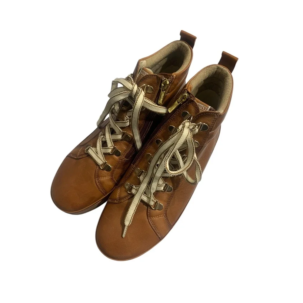 Pikolinos‎ Men's Leather Ankle Boots Lace Up Side Zip Brown Size 40 EU